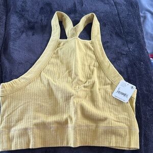 Free People Ribbed Racerback Sports Bra - Mustard Yellow